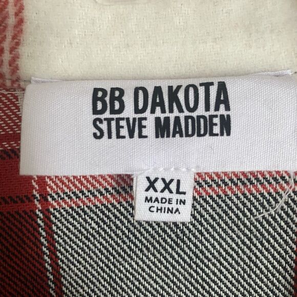 BB Dakota Steve Madden Fleece Shacket Shirt Women 2XL Red Black Plaid Western - Picture 7 of 9